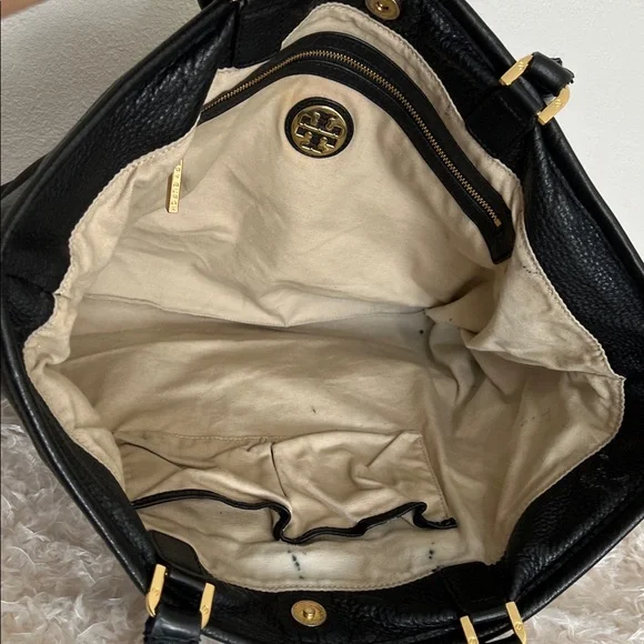 Tory Burch Black Pebbled Leather Maisey Shopper Tote